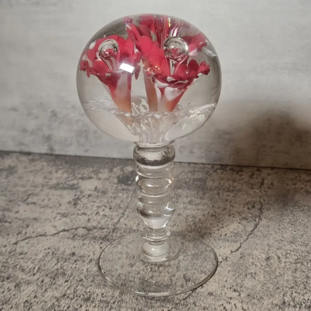 Footed Floral Paperweight on Pedestol 7